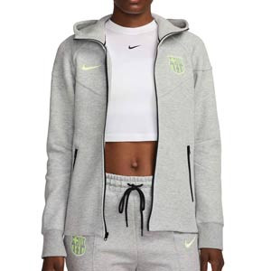 Sudadera con capucha Nike FCB Mujer Tech Fleece WindRunner - Sudadera de mujer con capucha Nike del FC Barcelona - gris