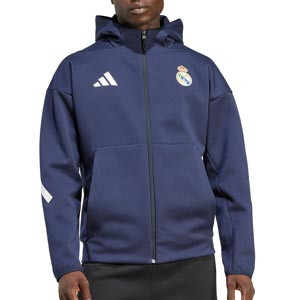 Chaqueta con capucha adidas Real Madrid himno - Chaqueta himno con capucha adidas del Real Madrid - azul marino